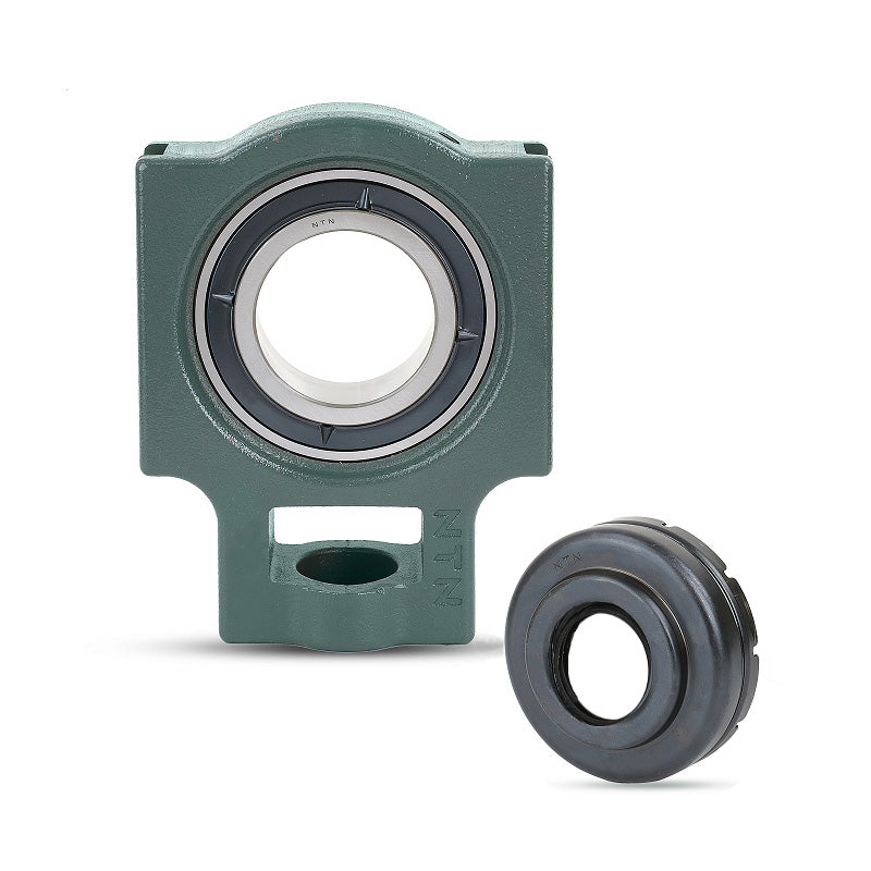NTN S-UKT211D1/H2311X Metric Cast Iron Take Up Unit with Steel Plate Cover - Open Version - Insert and Adaptor Sleeve Fits 50mm Shaft - Allow 2-3 Days