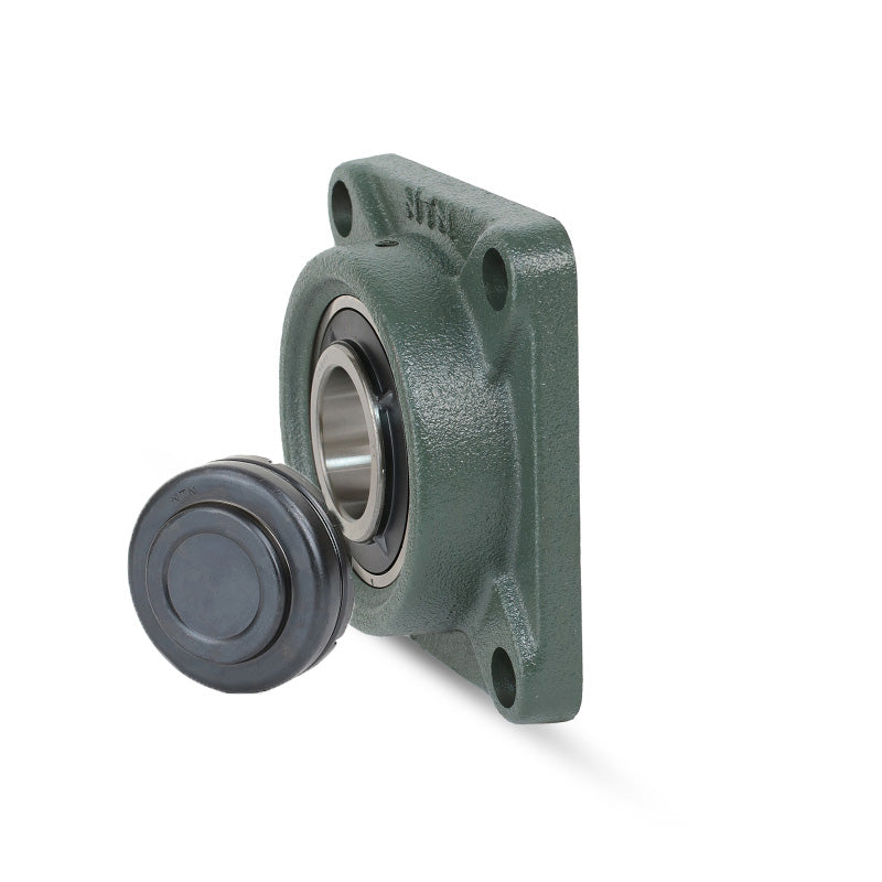 NTN SM-UCF205-013D1 Imperial Four Bolt Square Cast Iron Flange Housing with 13/16 inch Bore Insert with Steel Plate Cover - Closed Version - Allow 2-3 Days