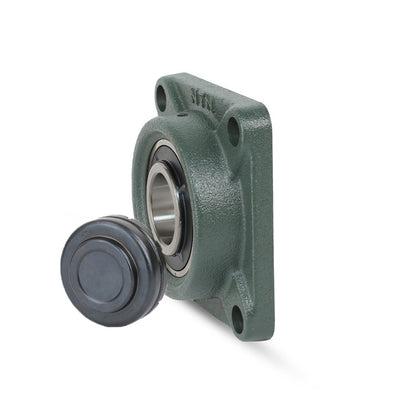 NTN SM-UKF205ED1/HE2305 Imperial Four Bolt Square Cast Iron Housing with Steel Plate Cover - Closed Version - Insert and Adaptor Sleeve Fits 3/4 inch Shaft - Allow 2-3 Days