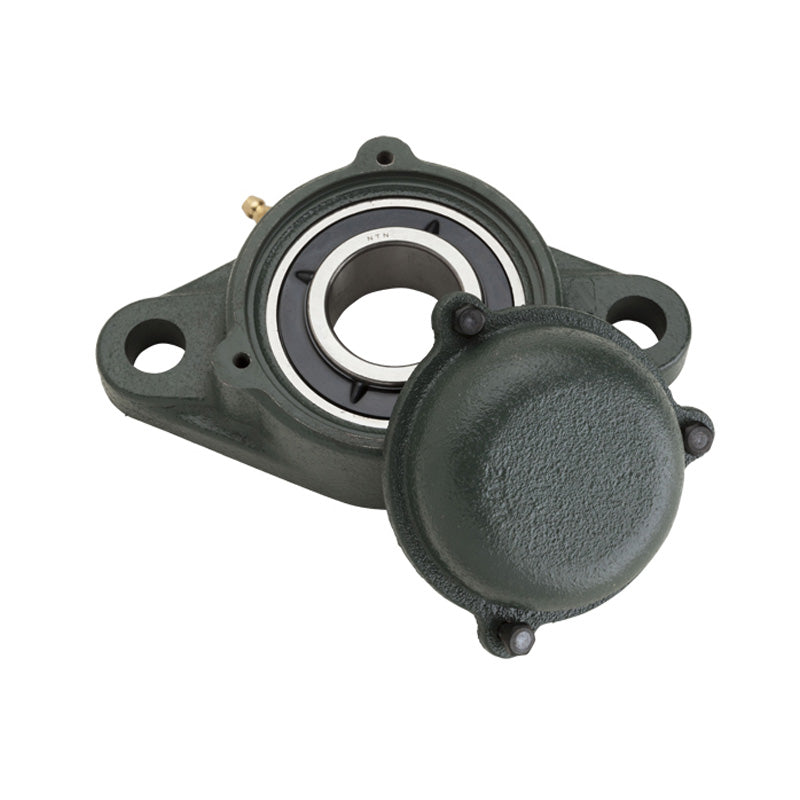 NTN SM-UKFL210D1/HE2310X Imperial Two Bolt Cast Iron Oval Housing with Steel Plate Cover - Closed Version - Insert and Adaptor Sleeve Fits 1-3/4 inch Shaft - Allow 2-3 Days