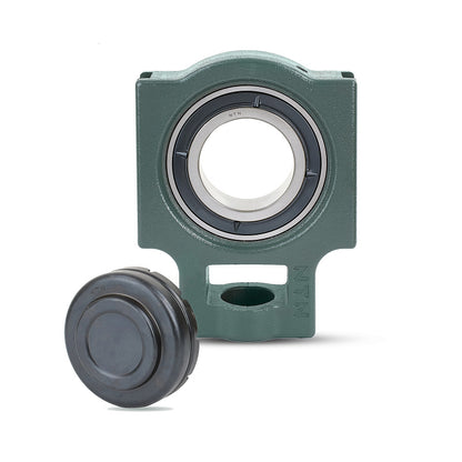 NTN SM-UKT208D1/H2308X Metric Cast Iron Take Up Unit with Steel Plate Cover - Closed Version - Insert and Adaptor Sleeve Fits 35mm Shaft - Allow 2-3 Days