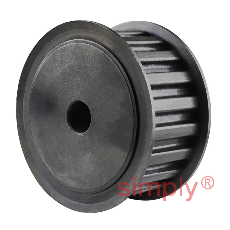 P24-L-075F - 3/8 inch Pitch 24 Tooth Flanged Pilot Bored Steel Timing Pulley for 3/4 inch Wide Belts