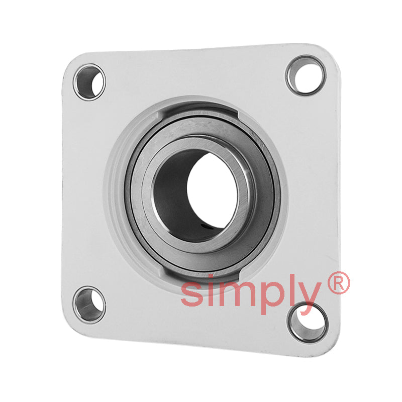 RHP PSF1-1/4RCR Thermo Plastic Four Bolt Square Flange Housing with 1-1/4 inch Bore Stainless Insert