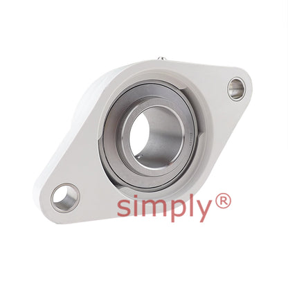 RHP PSFT30CR Thermo Plastic Two Bolt Oval Flange Housing with 30mm Bore Stainless Insert - Allow 2-3 Days