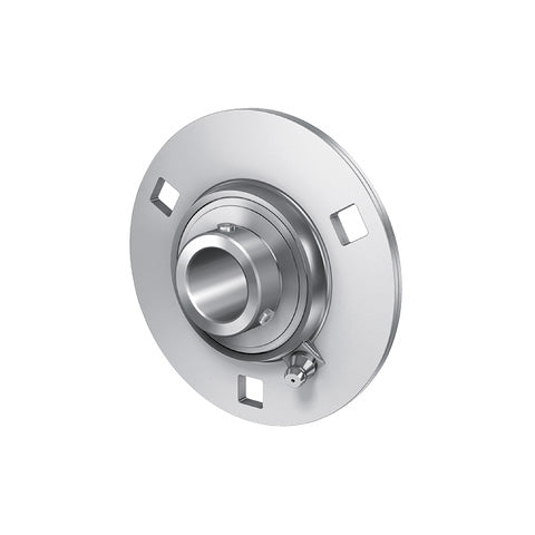 INA RRY15VA Three Bolt Sheet Steel Round Housing with Grub Screw Insert and Anti-Corrosion Protection 15mm Bore