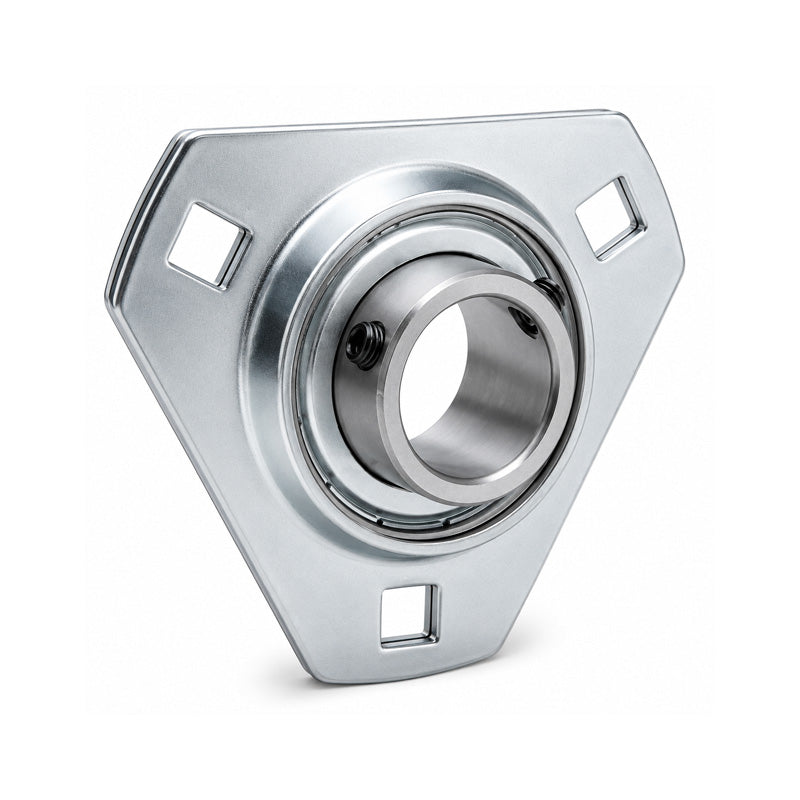 RHP SLFT25DEC Pressed Steel 3 Bolt Triangle Flange Housing and 25mm Bore Insert
