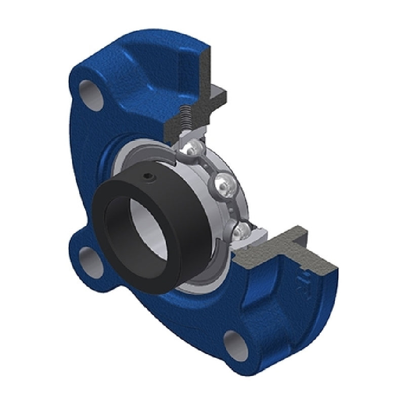 SNR ESFC201 Metric Four Bolt Cast Iron Round Flanged Housing with 12mm Eccentric Collar Insert - Allow 2-3 Days