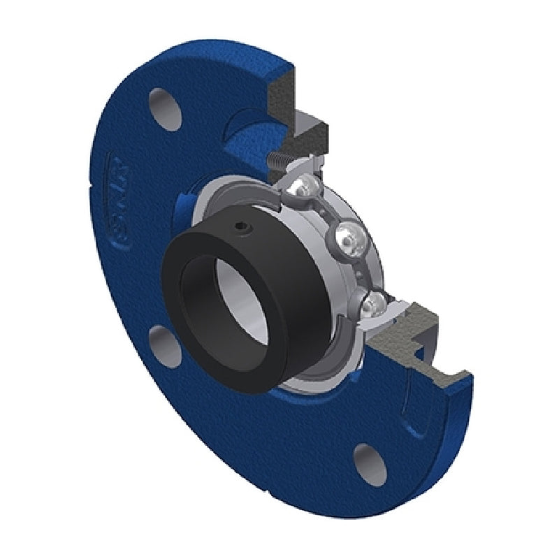 SNR ESFCE208 Metric Four Bolt Cast Iron Round Flanged Housing with 40mm Eccentric Collar Insert - Allow 2-3 Days