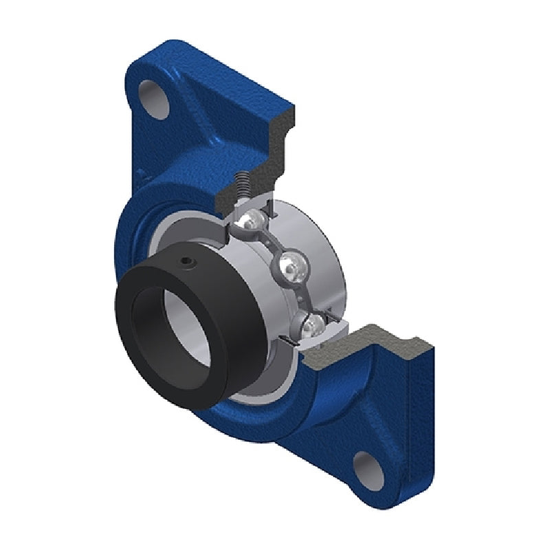 SNR EXF312 Metric Four Bolt Square Cast Iron Flange Housing with 60mm Bore Eccentric Collar Insert