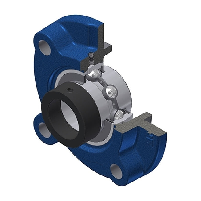 SNR EXFC201 Metric Four Bolt Cast Iron Round Flanged Housing with 12mm Eccentric Collar Insert - Allow 2-3 Days