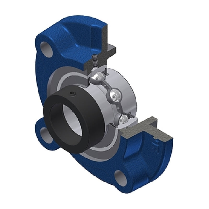 SNR EXFC209N Metric Four Bolt Cast Iron Round Flanged Housing with 45mm Eccentric Collar Insert - Allow 2-3 Days