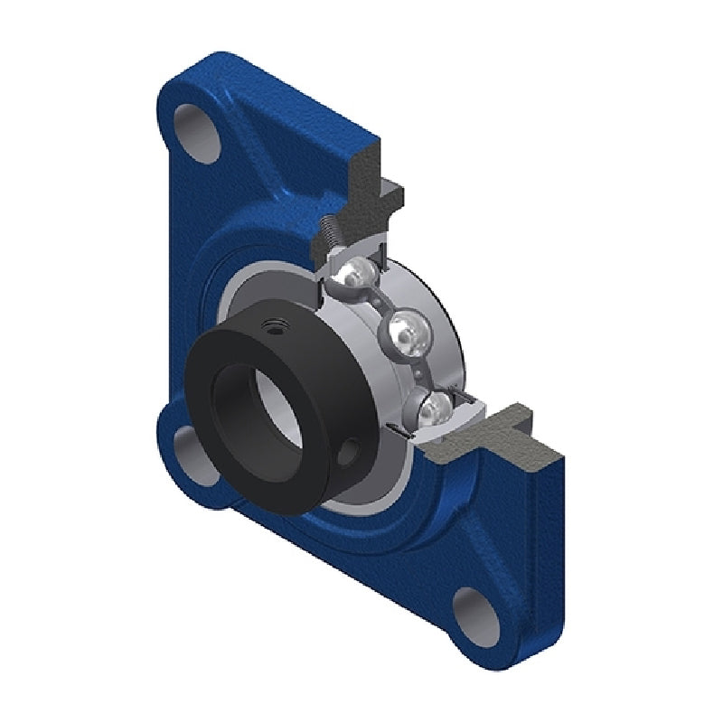 SNR EXFS310 Metric Four Bolt Square Cast Iron Flange Housing with 50mm Bore Eccentric Collar Insert - Allow 2-3 Days
