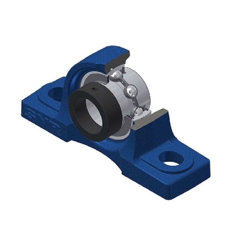 SNR EXP309 Metric Cast Iron Two Bolt Pillow / Plummer Block Housing with 45mm Eccentric Collar Insert - Allow 2-3 Days