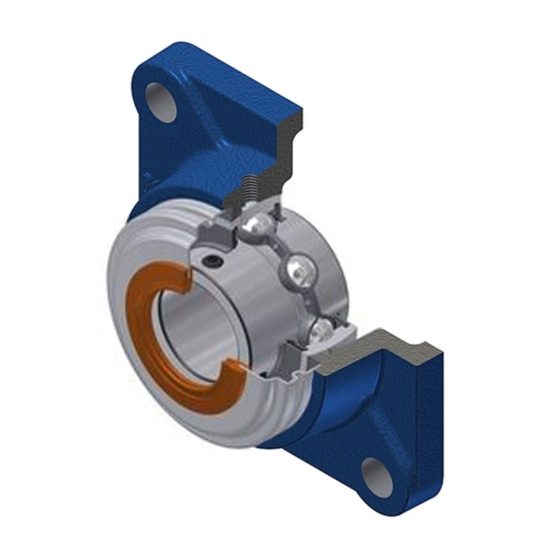 SNR UCF206CC Metric Four Bolt Square Cast Iron Flange Housing with 30mm Bore Insert with Narrow Steel Plate Cover - Closed Version - Allow 2-3 Days
