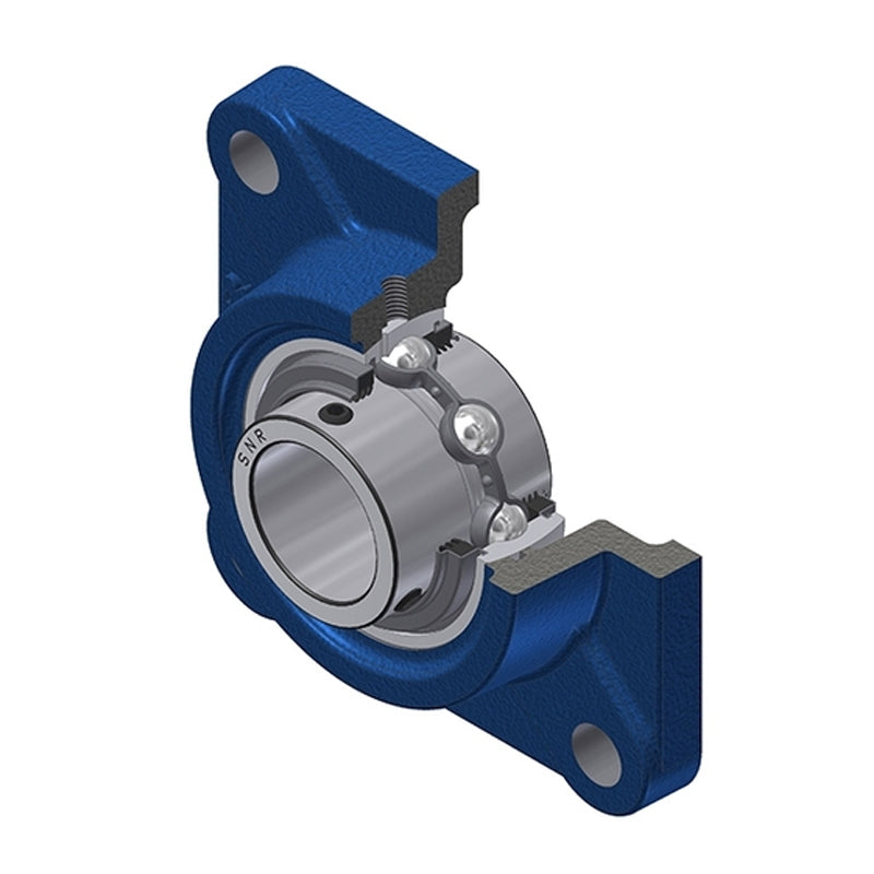 SNR UCF209L3 Metric Four Bolt Square Cast Iron Flange Housing with 45mm Bore Insert with Triple Lip Seal - Allow 2-3 Days