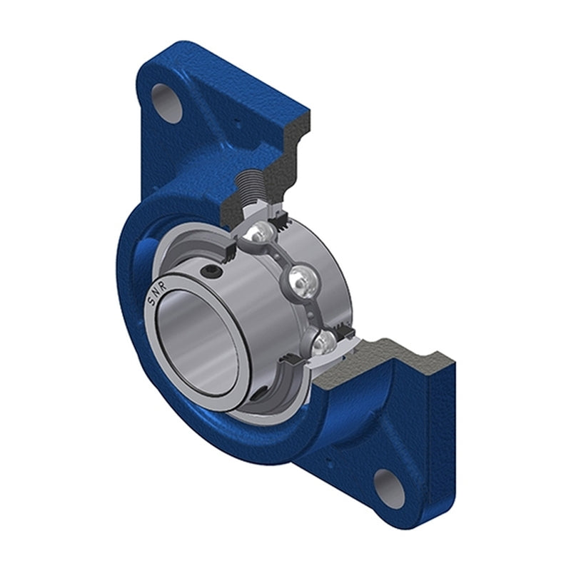 SNR UCFE208L3 Metric Four Bolt Square Cast Iron Flange Housing with 40mm Bore Insert with Triple Lip Seal - Allow 2-3 Days