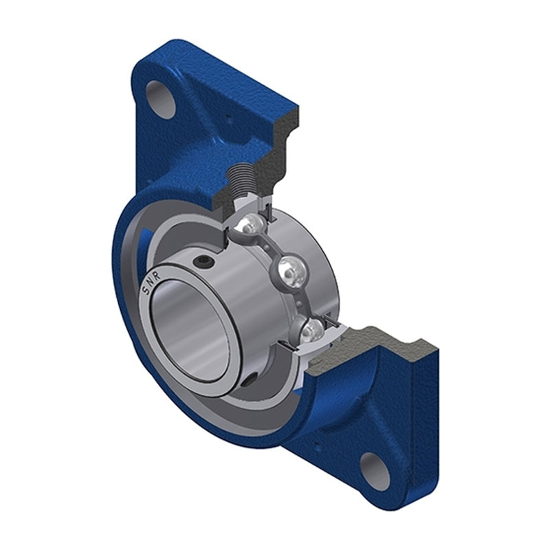 SNR UCFE207N Metric Four Bolt Square Cast Iron Flange Housing with 35mm Bore Insert - Allow 2-3 Days