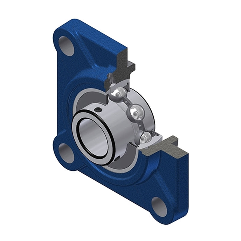 SNR UCFS320 Metric Four Bolt Square Cast Iron Flange Housing with 100mm Bore Insert - Allow 2-3 Days