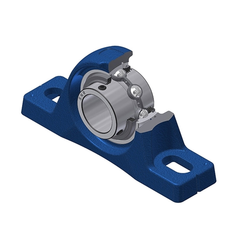 SNR UCPLE210L3 Metric Cast Iron Two Bolt Pillow / Plummer Block Housing with 50mm Bore Insert with Triple Lip Seal - Allow 2-3 Days