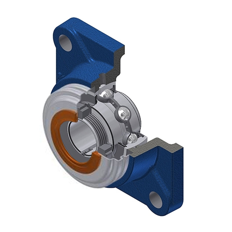 SNR UKF209HCO Metric Four Bolt Square Cast Iron Housing Insert with Narrow Steel Plate Cover and Adaptor Sleeve Fits 40mm Shaft - Open Version - Allow 2-3 Days