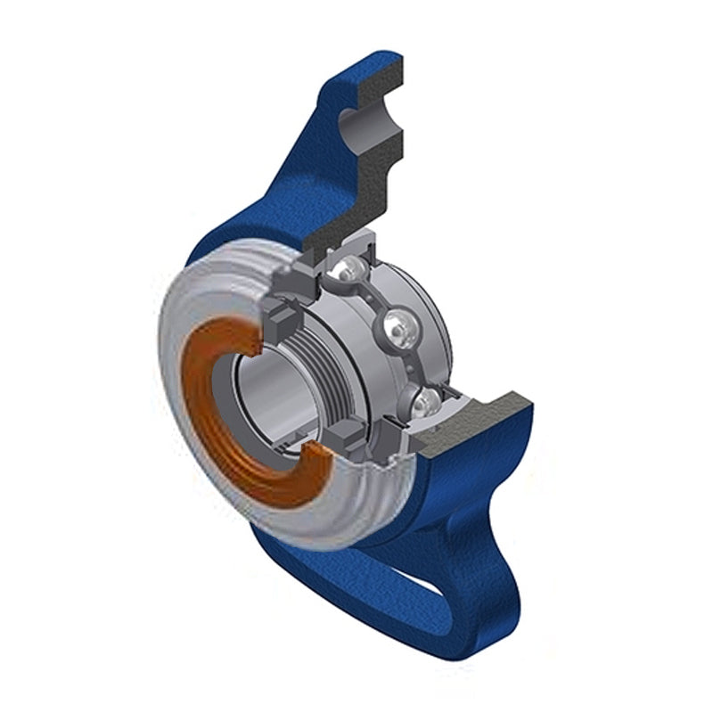SNR UKFA208HCO Metric Cast Iron Adjustable Flange Housing with Narrow Steel Plate Cover - Open Version - Insert and Adaptor Sleeve Fits 35mm Shaft - Allow 2-3 Days