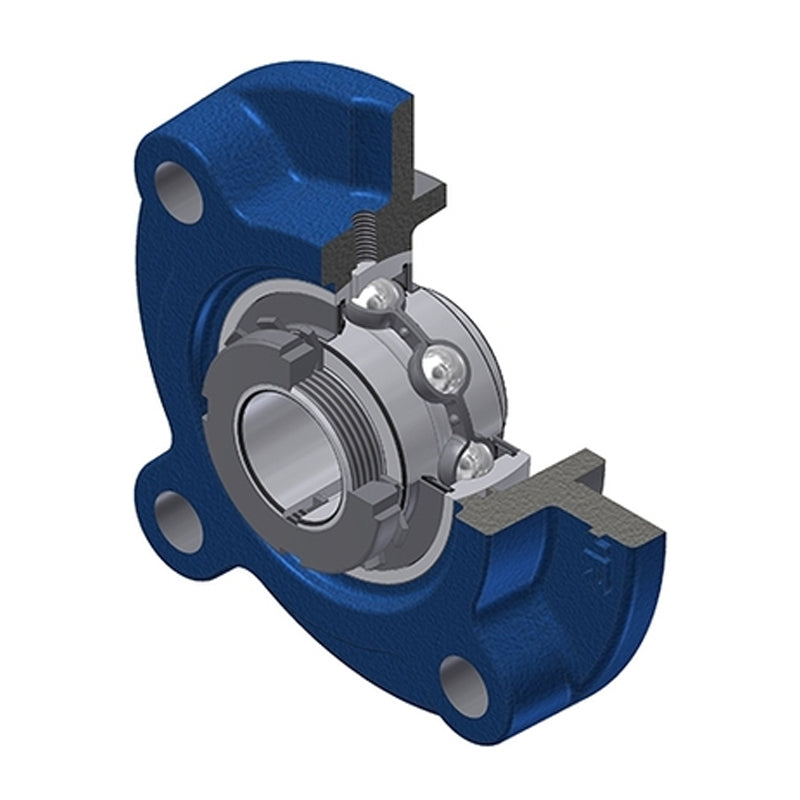 SNR UKFC216H Metric Four Bolt Cast Iron Round Flanged Housing Insert and Adaptor Sleeve Fits 70mm Shaft - Allow 2-3 Days