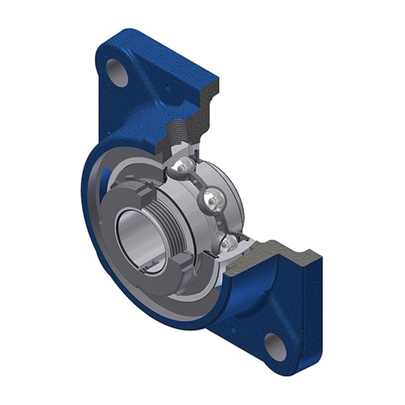 SNR UKFE207HN Metric Four Bolt Square Cast Iron Flange Housing Insert and Adaptor Sleeve Fits 30mm Shaft - Allow 2-3 Days