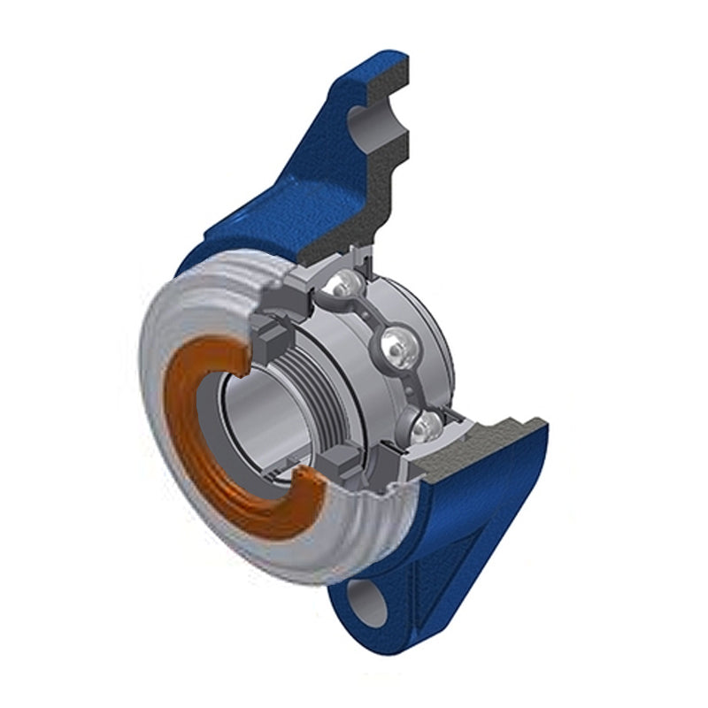 SNR UKFLE206HCO Metric Two Bolt Cast Iron Oval Housing with Narrow Steel Plate Cover - Open Version - Insert and Adaptor Sleeve Fits 25mm Shaft - Allow 2-3 Days
