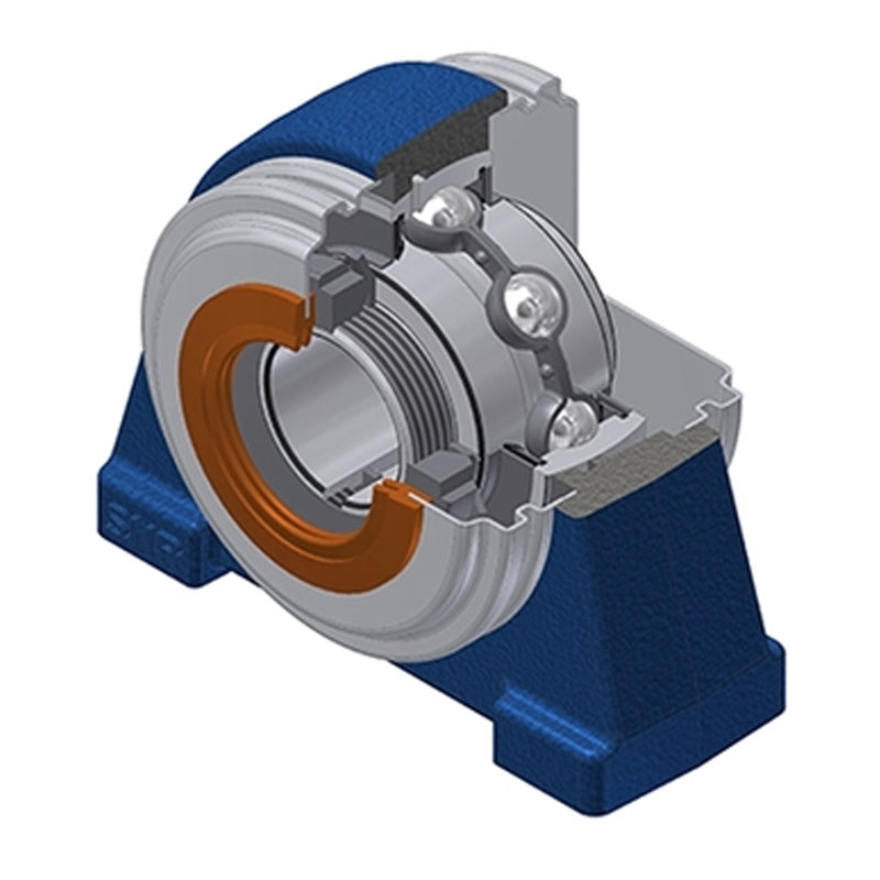 SNR UKPAE209HCO Threaded Base Small Footprint Metric Pillow / Plummer Block Housing with Narrow Steel Plate Cover - Open Version - Insert and Adaptor Sleeve Fits 40mm Shaft - Allow 2-3 Days