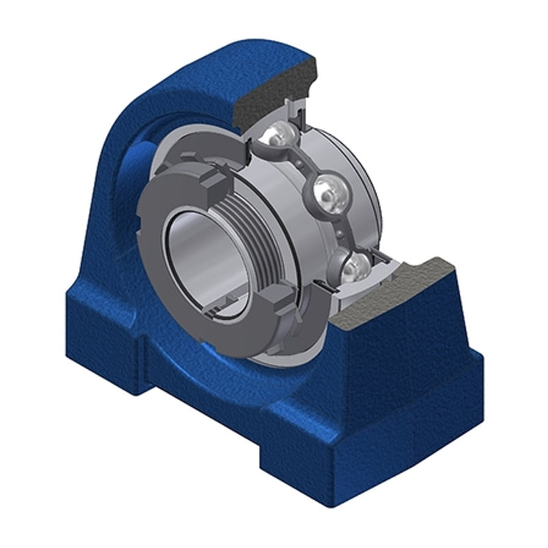 SNR UKPG208H Metric Cast Iron Two Bolt Pillow / Plummer Block Housing Insert and Adaptor Sleeve Fits 35mm Shaft - Allow 2-3 Days