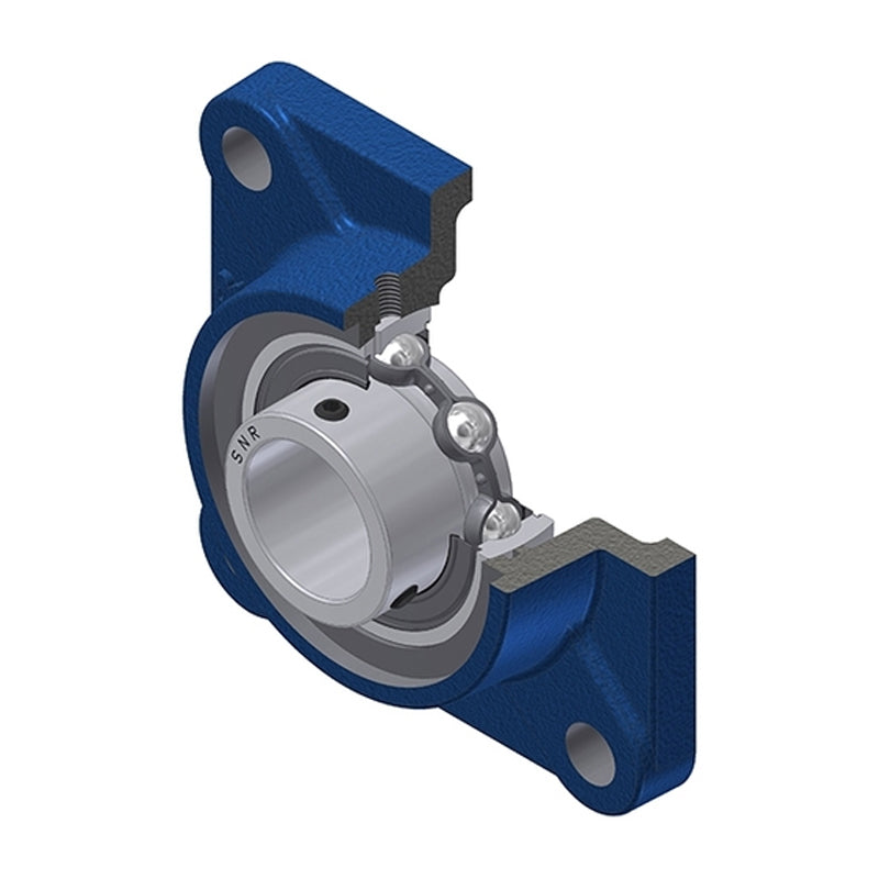 SNR USF201N Metric Four Bolt Square Cast Iron Flange Housing with 12mm Bore Insert - Allow 2-3 Days
