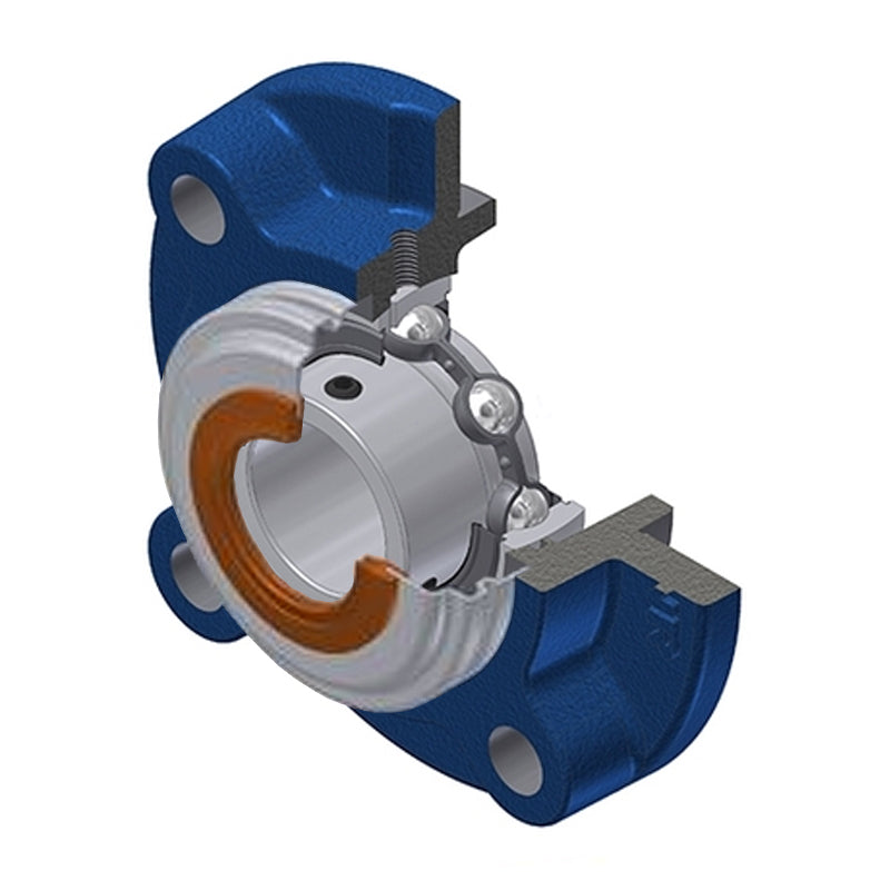 SNR USFC204CC Metric Four Bolt Cast Iron Round Flanged Housing with 20mm Insert with Narrow Steel Plate Cover - Closed Version - Allow 2-3 Days