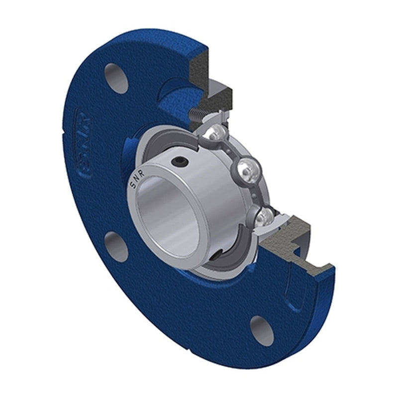 SNR USFCE209 Metric Four Bolt Cast Iron Round Flanged Housing with 45mm Insert - Allow 2-3 Days