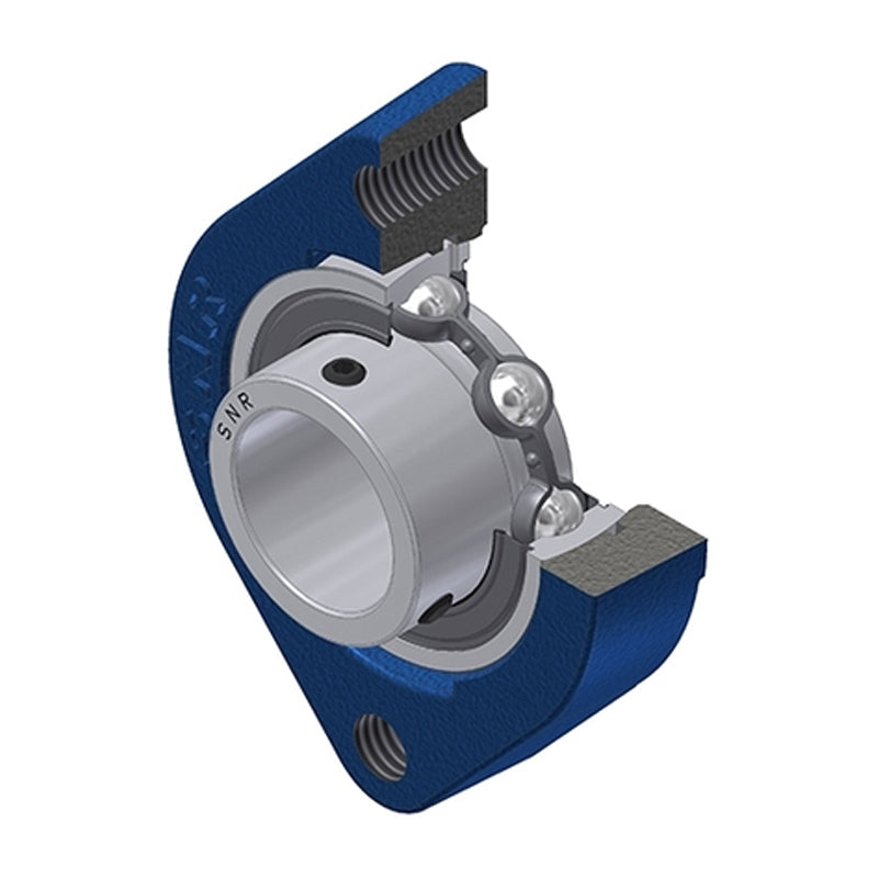 SNR USFD203M6 Metric Two Bolt Oval Cast Iron Flange Housing with 17mm Bore Insert - Allow 2-3 Days