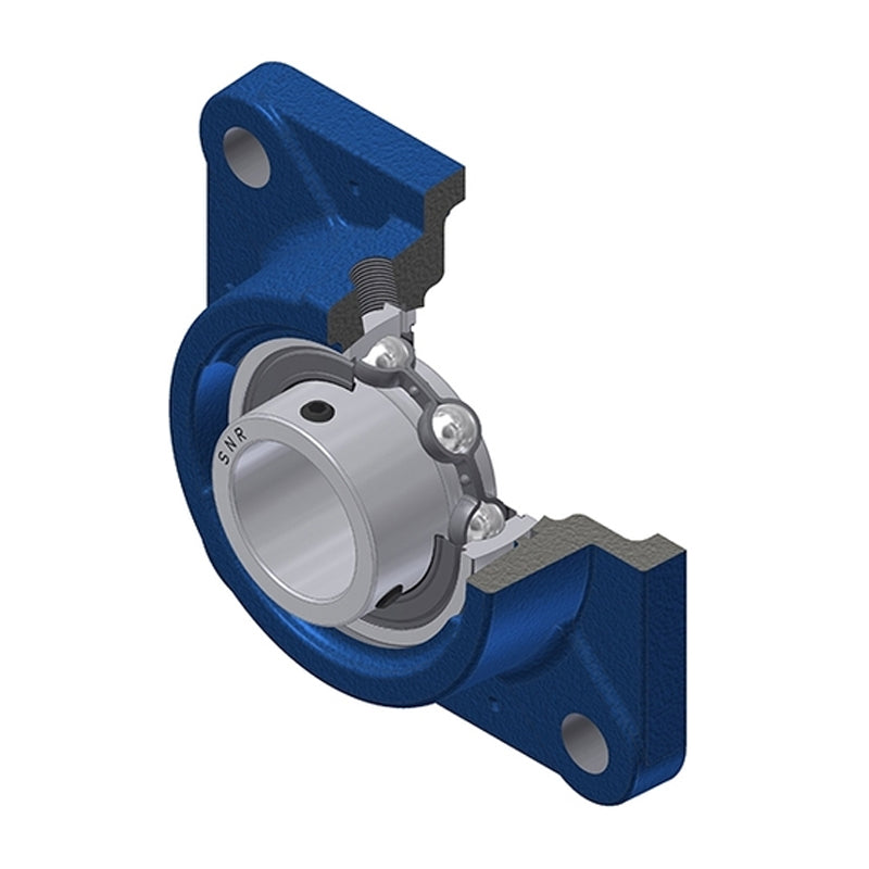 SNR USFE208 Metric Four Bolt Square Cast Iron Flange Housing with 40mm Bore Insert - Allow 2-3 Days