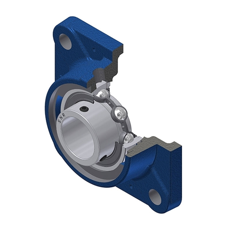 SNR USFE207N Metric Four Bolt Square Cast Iron Flange Housing with 35mm Bore Insert - Allow 2-3 Days