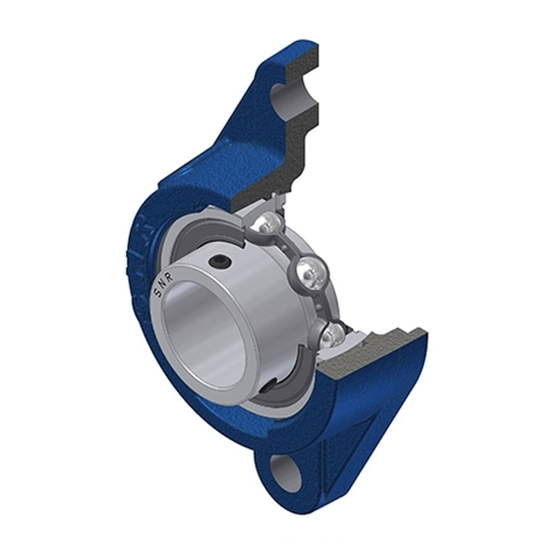 SNR USFLE202 Metric Two Bolt Oval Cast Iron Flange Housing with 15mm Bore Insert - Allow 2-3 Days