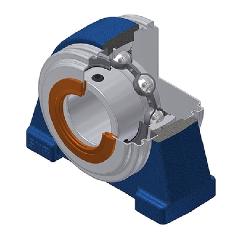 SNR USPAE205CO Threaded Base Small Footprint Metric Pillow / Plummer Block Housing Supplied with 25mm Bore Insert with Narrow Steel Plate Cover - Open Version - Allow 2-3 Days