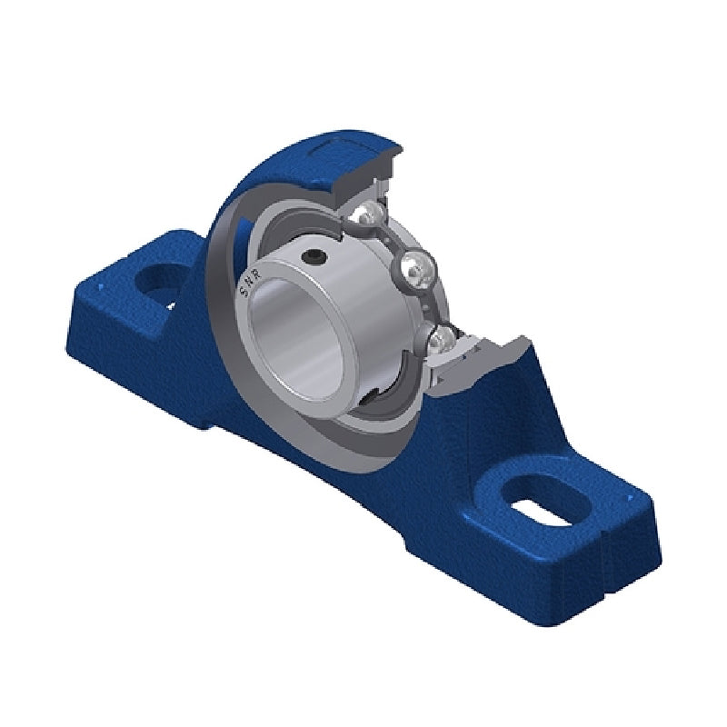 SNR USPE202N Metric Cast Iron Two Bolt Pillow / Plummer Block Housing with 15mm Bore Insert - Allow 2-3 Days