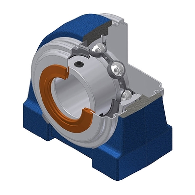SNR USPG210CC Threaded Base Small Footprint Metric Pillow / Plummer Block Housing with 50mm Bore Insert with Narrow Steel Plate Cover - Closed Version - Allow 2-3 Days