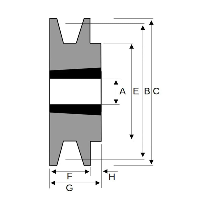 106X1SPA 106mm Pitch Diameter SPA Section Tapered Locking Bush Type Pulley with 1 Groove (Bush not Incl.)