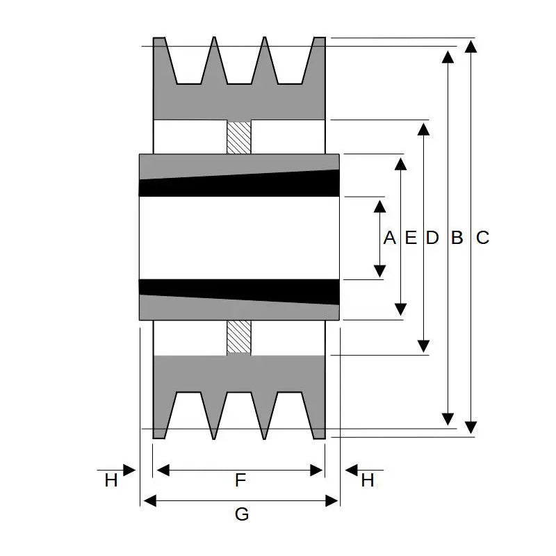 315X3SPC 315mm Pitch Diameter SPC Section Tapered Locking Bush Type Pulley with 3 Grooves (Bush not Incl.)