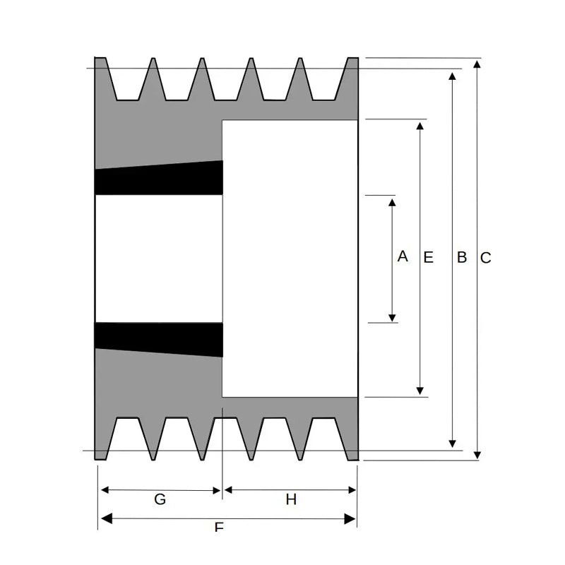 118X5SPA 118mm Pitch Diameter SPA Section Tapered Locking Bush Type Pulley with 5 Grooves (Bush not Incl.)
