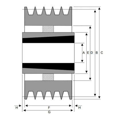 PowerDrive 560X5SPA 560mm Pitch Diameter SPA Section Tapered Locking Bush Type Pulley with 5 Grooves (Bush not Incl.) - Allow 2-3 Days