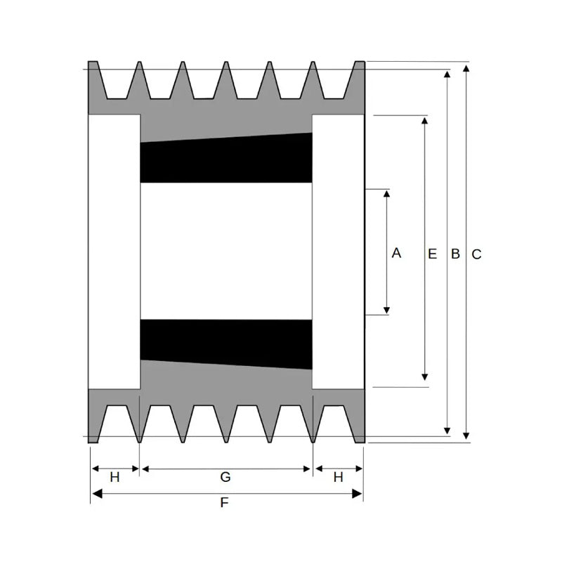 PowerDrive 224X6SPA 224mm Pitch Diameter SPA Section Tapered Locking Bush Type Pulley with 6 Grooves (Bush not Incl.) - Allow 2-3 Days