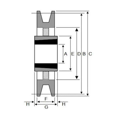 PowerDrive 236X10SPB 236mm Pitch Diameter SPB Section Tapered Locking Bush Type Pulley with 10 Grooves (Bush not Incl.) - Allow 2-3 Days
