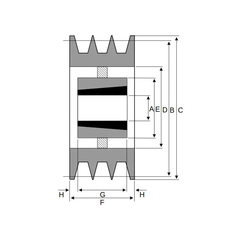 PowerDrive 1250X3SPB 1250mm Pitch Diameter SPB Section Tapered Locking Bush Type Pulley with 3 Grooves (Bush not Incl.) - Allow 2-3 Days
