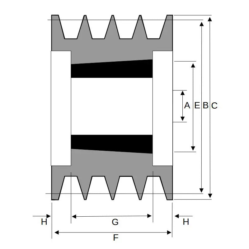 190X4SPB 190mm Pitch Diameter SPB Section Tapered Locking Bush Type Pulley with 4 Grooves (Bush not Incl.)
