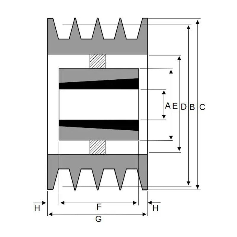 800X4SPB 800mm Pitch Diameter SPB Section Tapered Locking Bush Type Pulley with 4 Grooves (Bush not Incl.)