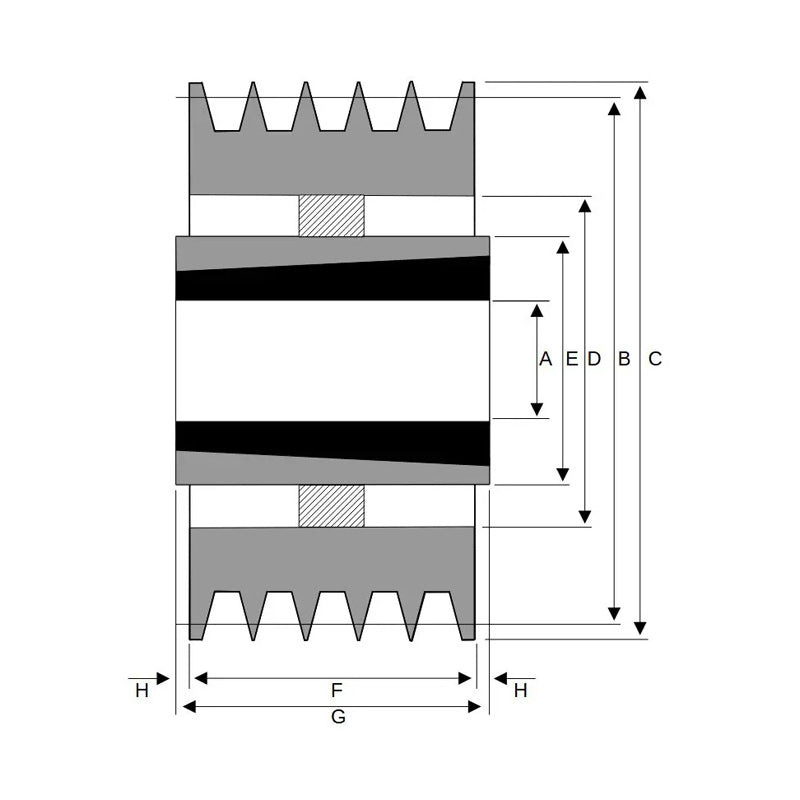 560X5SPB 560mm Pitch Diameter SPB Section Tapered Locking Bush Type Pulley with 5 Grooves (Bush not Incl.)